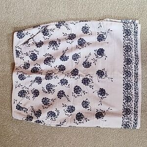 Floral Print White and Blue Skirt